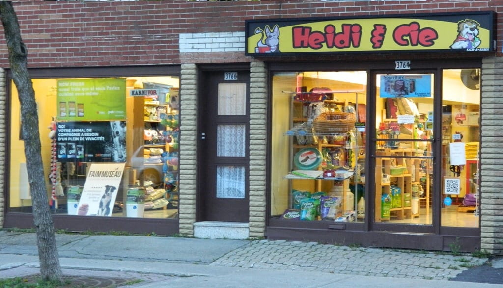 Heidi & cie pet store on Masson Street in Rosemont, Montreal