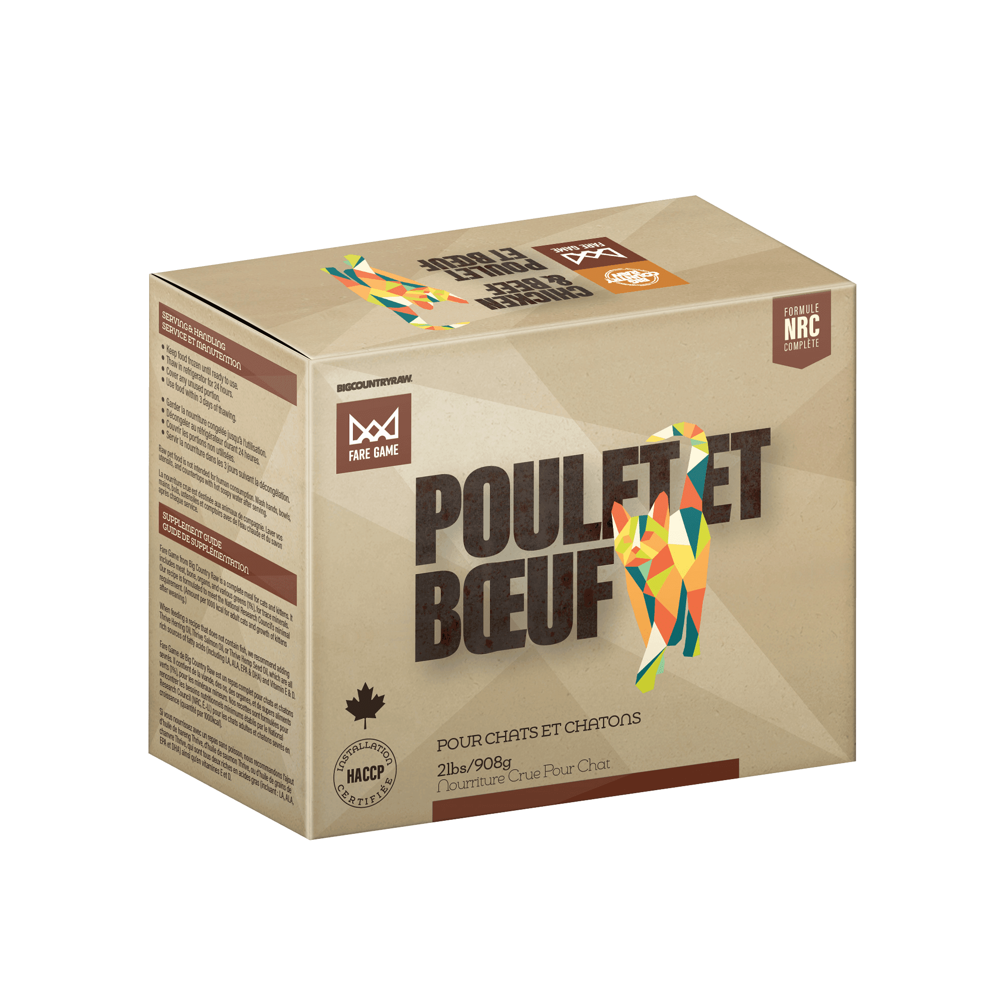 Big Country Raw Fare Game pour Chats, Poulet & Bœuf, 2 lb
