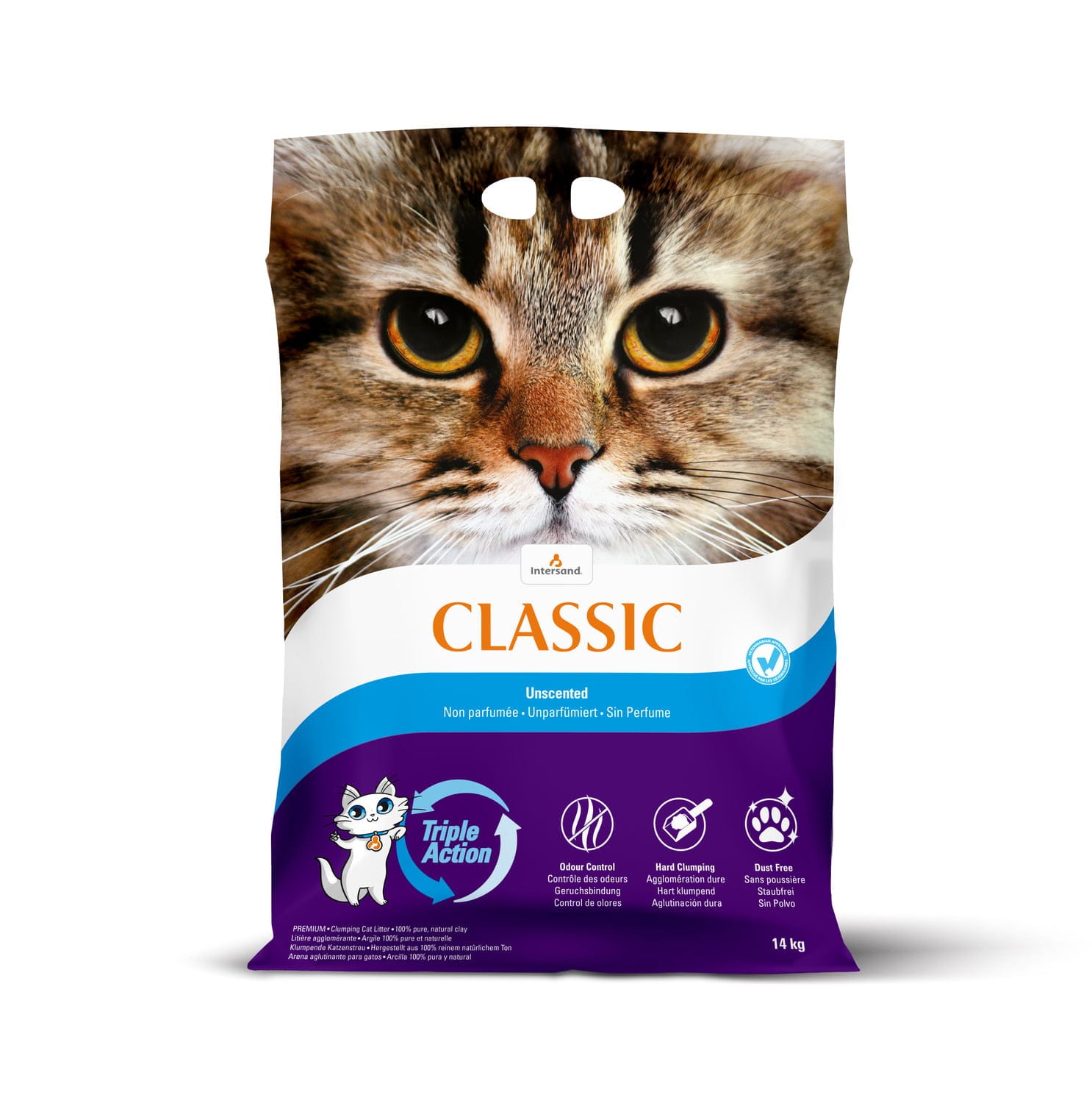 Intersand City-Classic Litière d'Agile pour Chat – Non parfumée, 14 kg
