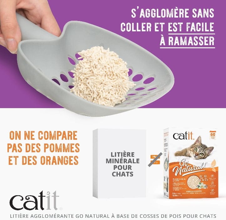 CatIt Litière agglomérante Cosses de pois, Lavande, 5.6 kg – Image 3