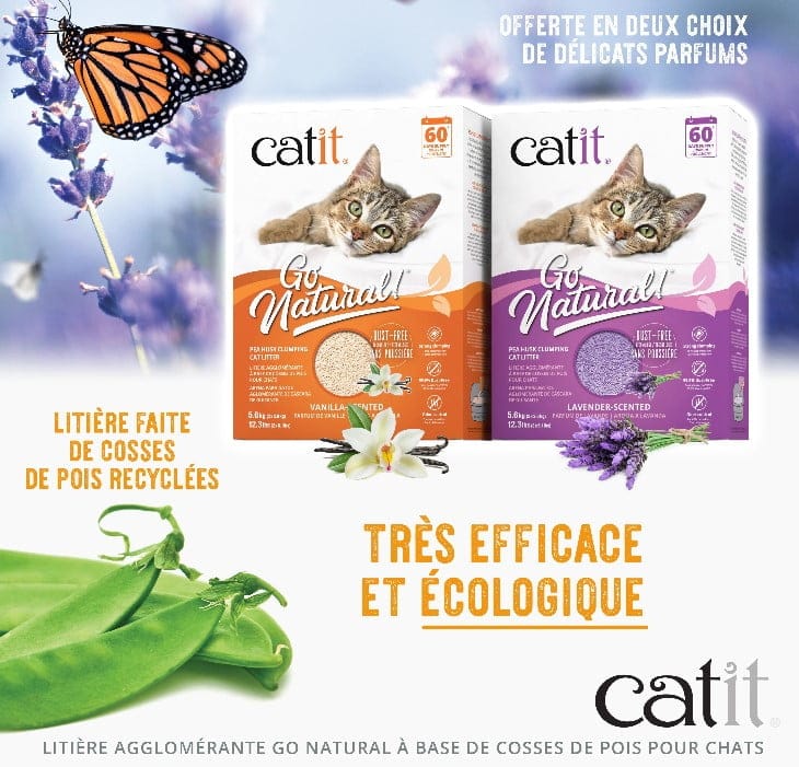 CatIt Litière agglomérante Cosses de pois, Lavande, 5.6 kg – Image 2