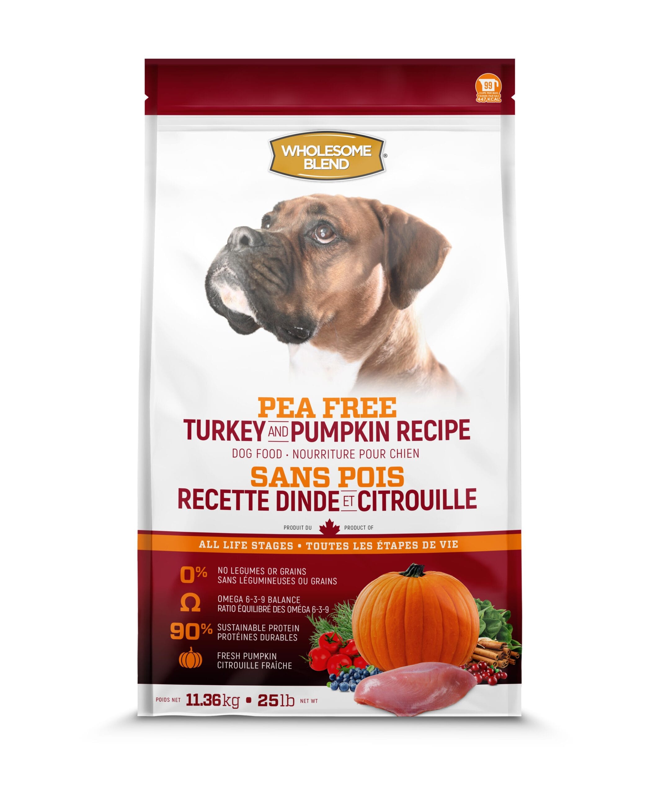 Wholesome Blend Nourriture sèche Sans pois pour Chien – Dinde et citrouille