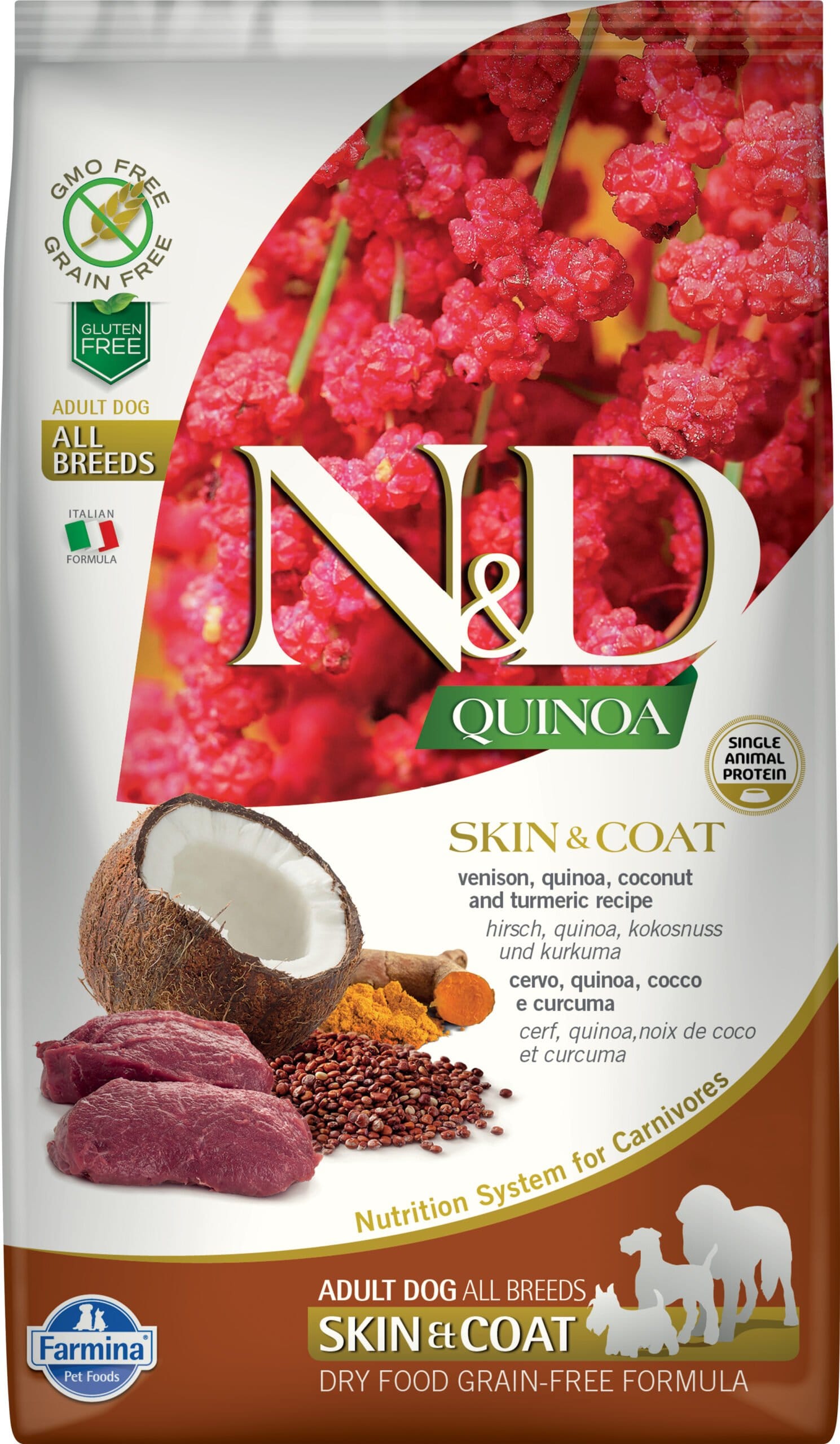 Farmina N&D Quinoa Peau et Pelage au Cerf pour Chien Med/Maxi, 7 kg