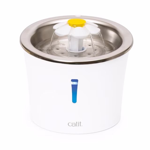 Catit Fontaine avec fleur et dessus en acier inoxydable 3 litres - Combo avec Napperon – Image 2