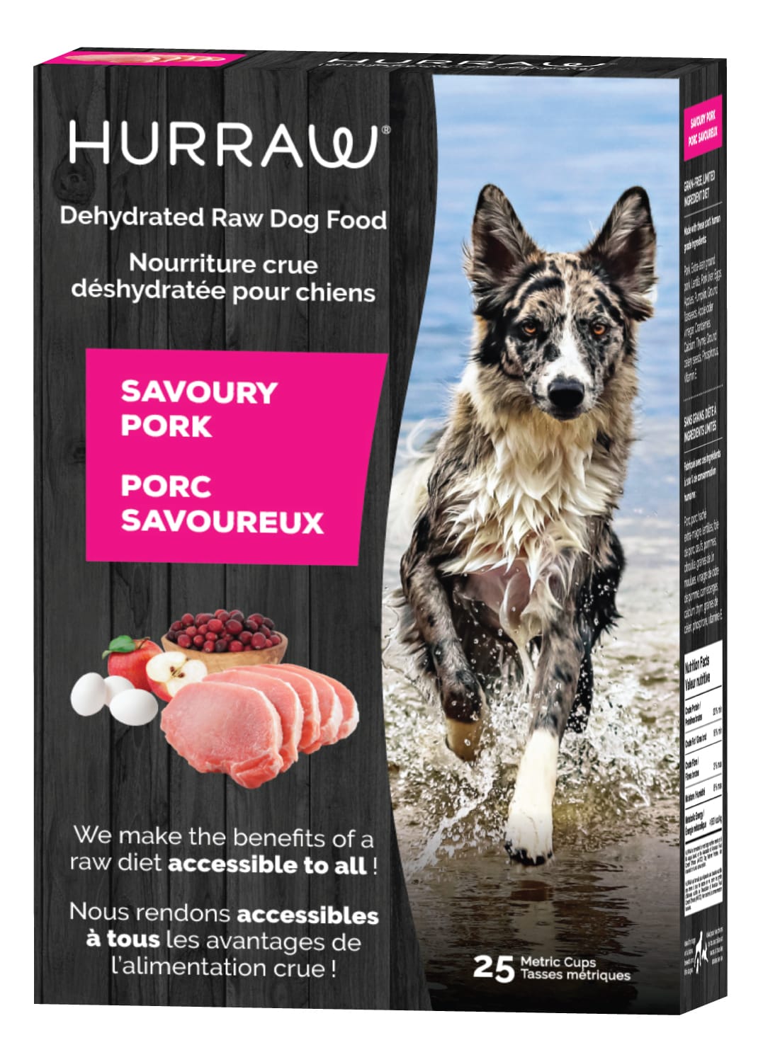 Hurraw Nourriture au Porc Savoureux pour chien, 2.3 kg (25 tasses)