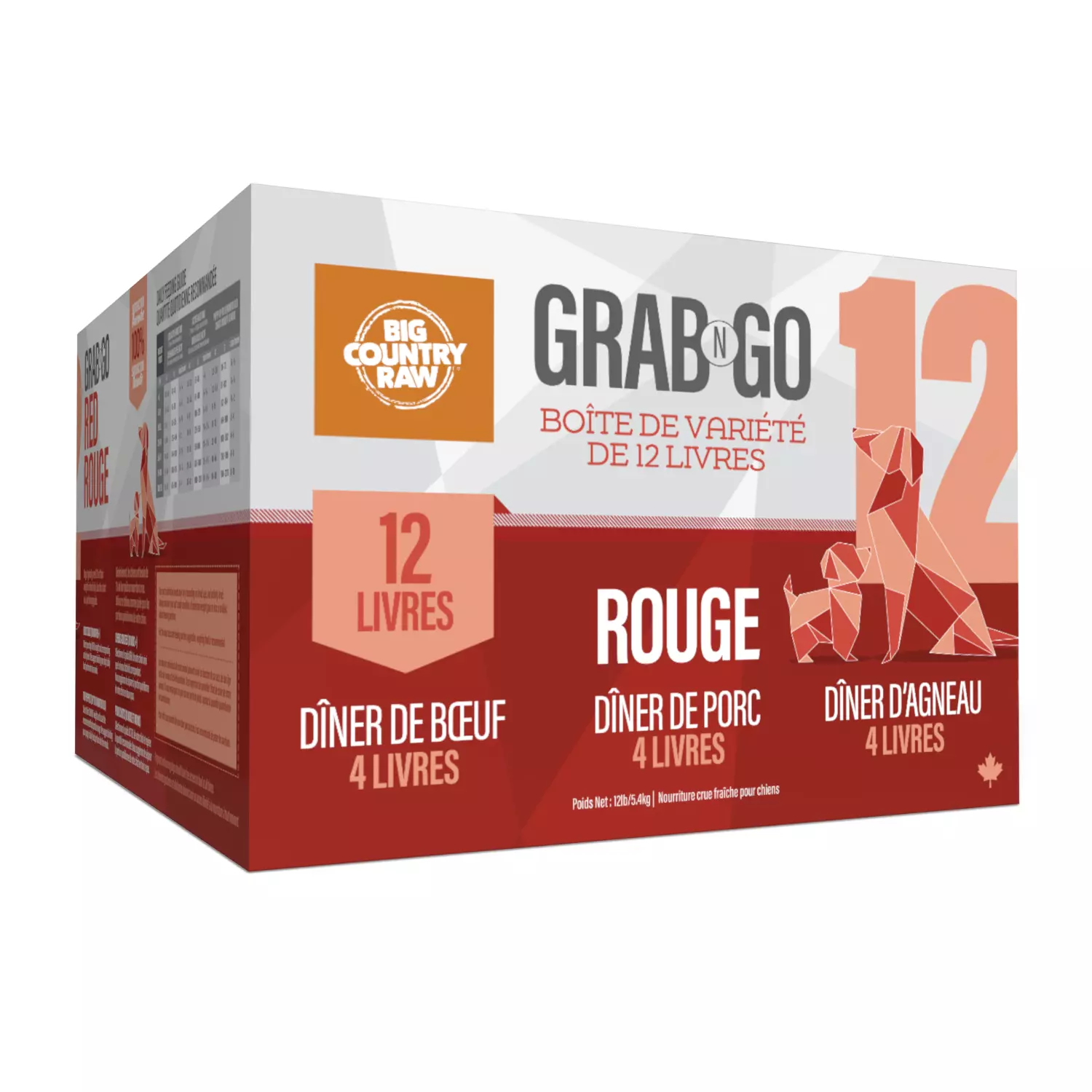 Big Country Raw Mini Grab N Go Viandes Rouges pour Chien, 12 lbs