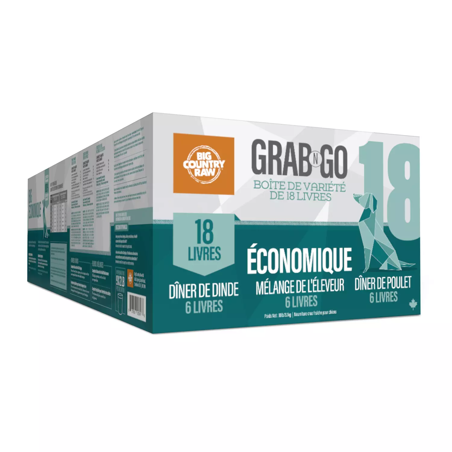 Big Country Raw Grab N Go Économique pour Chien, 18 lbs