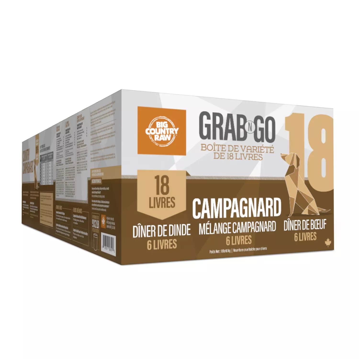 Big Country Raw Grab N Go Campagnard pour Chien, 18 lb