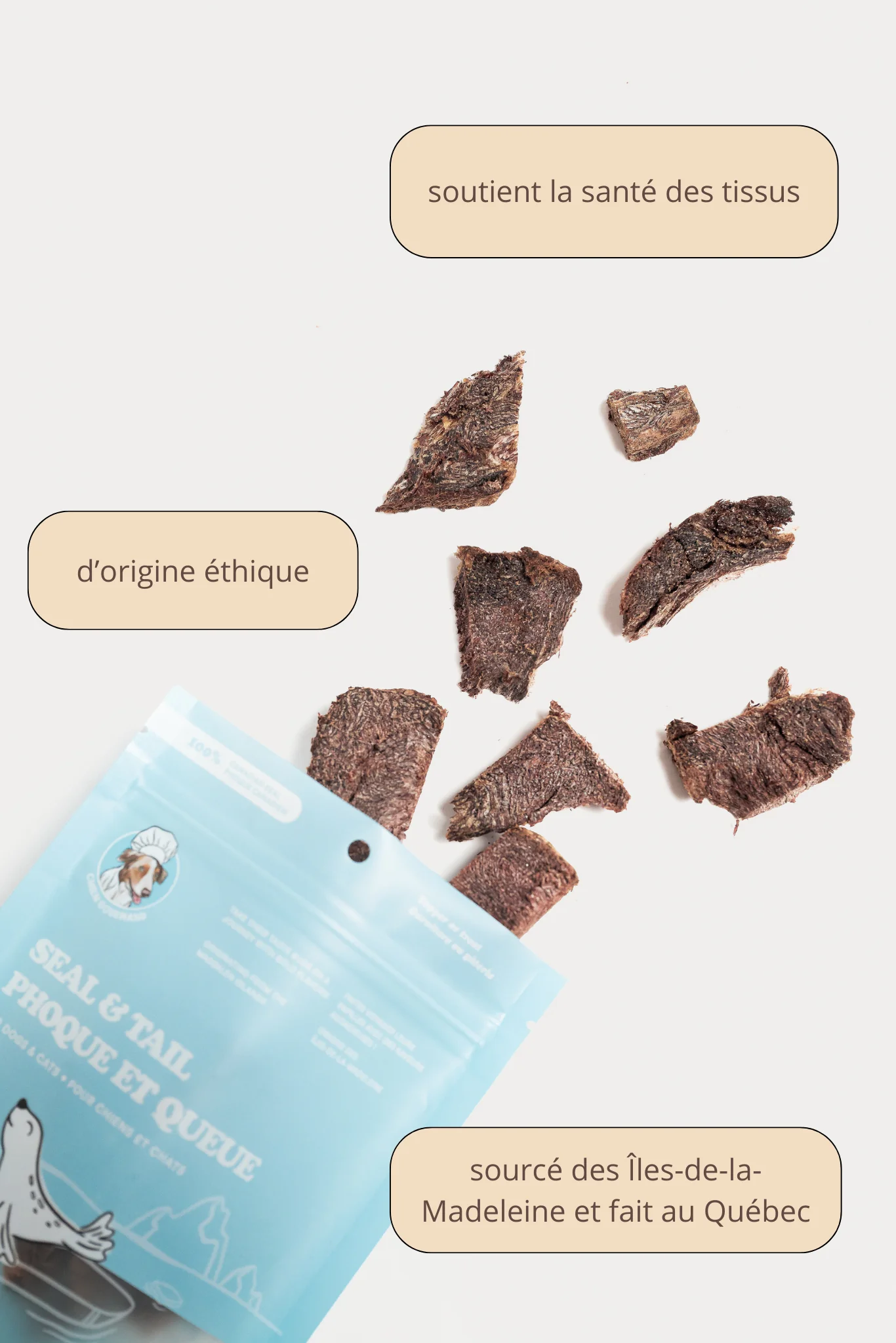 CHIEN GOURMAND Gâterie de morceaux de Phoques et Queue lyophilisés, 56 g – Image 2