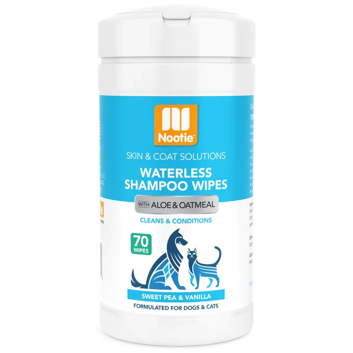 Nootie Lingettes de Shampoing sans rincage Pois et vanille, Paquet de 70