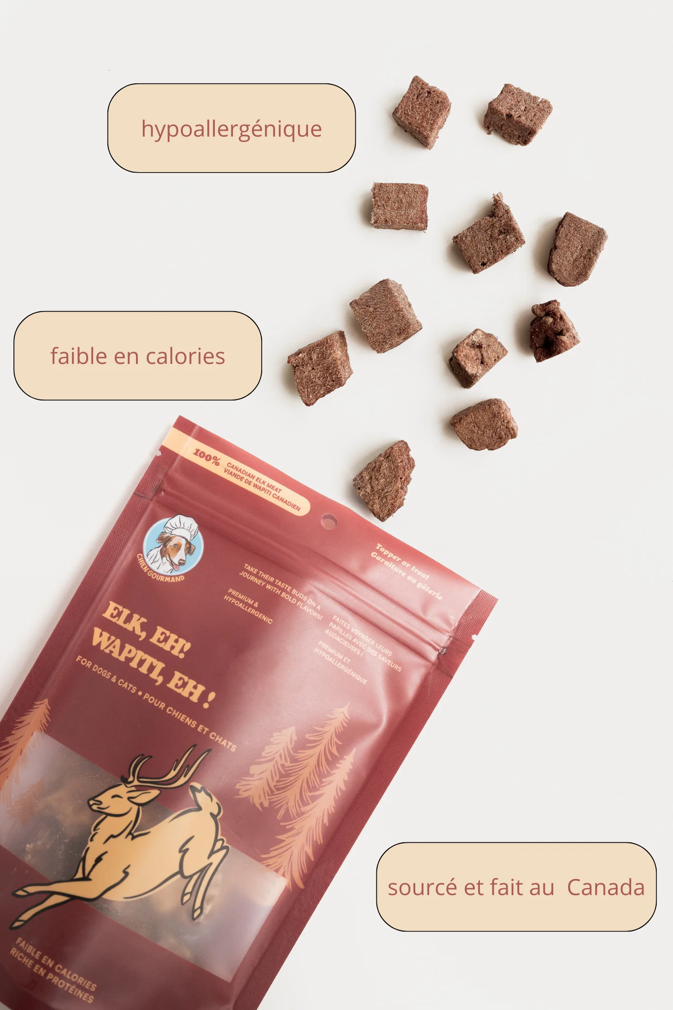 CHIEN GOURMAND Gâterie de morceaux de Wapiti lyophilisés, 56 g – Image 2