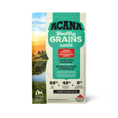 Acana Grains Santé Nourriture pour chien à Ingrédients Limités à l'Agneau avec citrouille